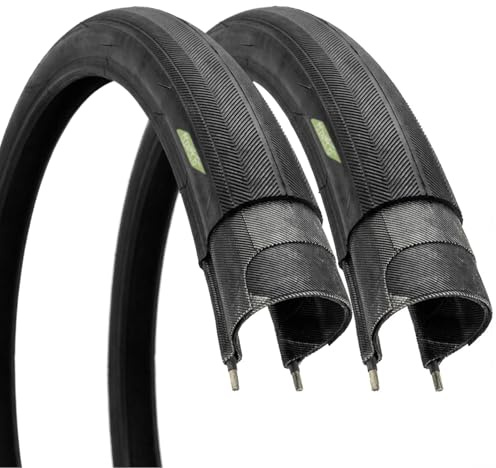 Ecovelo 2 neumáticos 24 x 1 (25 – 540) Negro – Neumático de Alta presión para Cochecito de Ruedas con discapacidad superligera y Bicicleta de Carreras Junior | Deslizante y Resistente