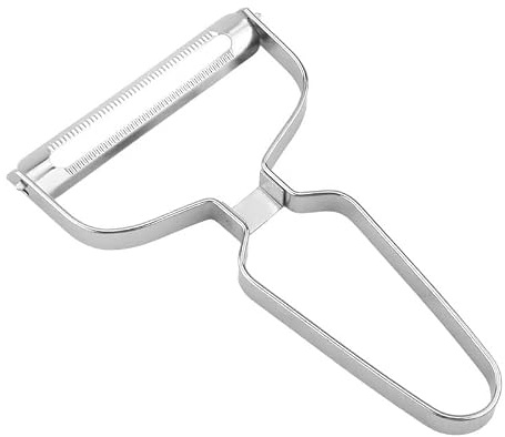 Biglumin Éplucheur extra Largeur 12,5 x 5,5 x 1 cm, pour légumes fruits Manche antidérapant, Éplucheur pour asperges, pommes de terre, légumes, pommes. Argent (Petit)