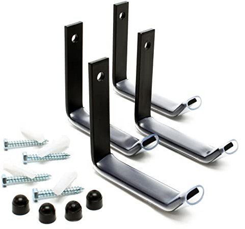 WilTec Soporte de Pared para 4 neumáticos: 106 x 20 x 102 mm, de Acero, Carga máxima de 25 kg por Soporte, Accesorio para neumáticos, estantería para neumáticos, árbol para Llantas