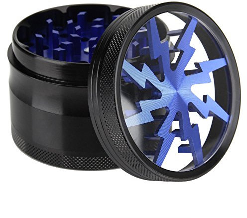 Bestland Premium Aluminium Kräuter Mühle Herb Grinder für getrockneten Tabak, Kräuter, Gewürze, Kräutermühle, mit Pollensieb und Spate- 4-teiliges Set,63MM (Blau)