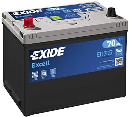 EXIDE EB705 Excell 12V 70Ah 540A High Performance Car Battery - 3 Years Warranty (Please Check Size Before Buying)
