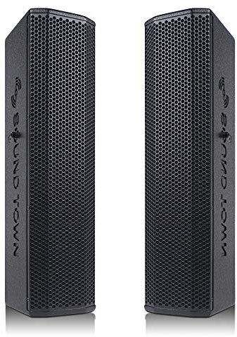 Sound Town Coppia di mini altoparlanti a colonna passivi a parete con woofer da 10,2 x 12,7 cm, colore nero per eventi live, chiesa, conferenze, salone, CARPO-V5B