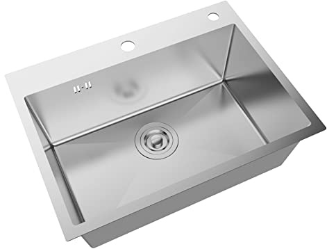 AICA Évier de Cuisine 60x45x20cm évier cuisine 1 bac en Inox livré avec un siphon en Inox modèle A6I