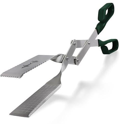 Long Tongs for Grilling: 17.5 Heavy Duty Extra Long BBQ Tongs. Scissor Grip Grilling Tongs, Stainless Steel Metal Tongs for Cooking, Kitchen & Outdoor Barbecue - Grilling Tools & Dad Gift, Green