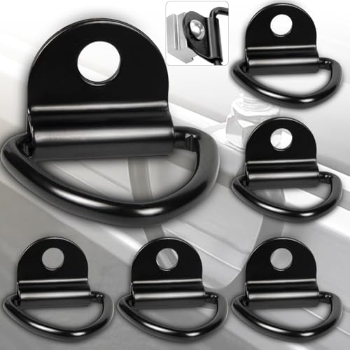 Brateuanoii 6 Piezas Anillos de Amarre, Anillo de Montaje en D, Anillas Amarre Carga, Anillo de Remolque, 453KG Anillos Plegables Gancho Anillos de Amarre para Remolques Camiones Barcos Kayak