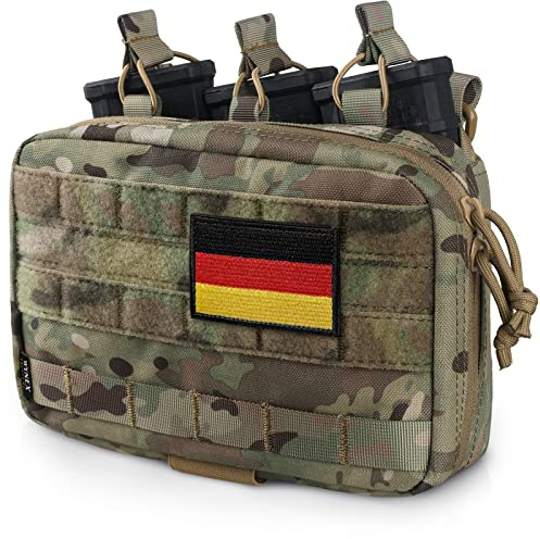 WYNEX Tactical Mag Admin Pouch, Molle Utility Tool Pouch Medical EMT Organizer mit Triple Stacker Magazine Holder für M4 M19 Patch enthalten