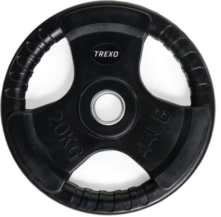 TREXO Discos Pesas de 20kg Discos Gym con Mangos Recubierto de Hierro Fundido para Barra de 40 mm de Diámetro para Fitness para Entrenamiento de Fuerza para Crossfit para Gym en Casa RW5
