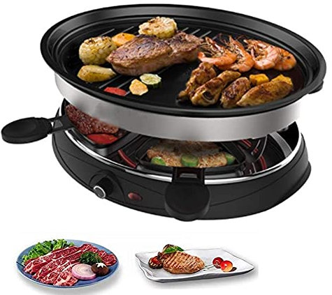 MOLVUS Barbecue Grill Electric Teppanyaki Table Grill, Electric Barbecue Non-Stick Griddle with Adjustable Temperature, BBQ Hot Plate for Indoor Outdoor Gourmet Party