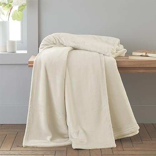 Catherine Lansfield Raschel Velvet Touch Couverture/Couvre-lit Crème Taille XL 200 x 240 cm