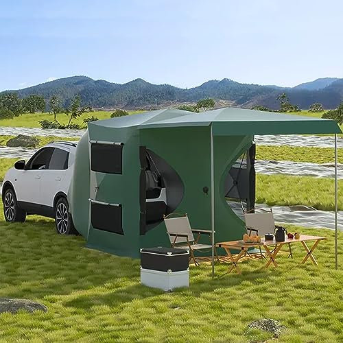 Heckzelt, Auto Zelt, Hecktyp Und Unabhängiger Typ mit Doppeltem Zweck, Autozelt Heckklappe, Camping Vorzelt, Sonnenschirm, Wasserdicht (Color : Green(420D))