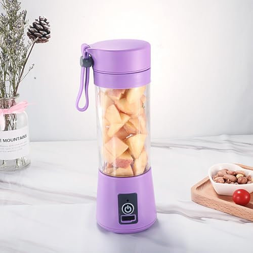 Angerico Portable Blender, Personal Size for Shakes and Smoothies, 500ml Mini Blender Cup with Travel Lid and USB Rechargeable, Kitchen, Gym, Office (Purple)