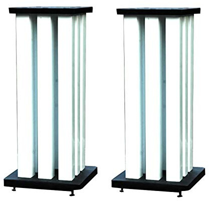 Pieds d'Enceintes Support d'enceinte de bibliothèque 2 pièces, Plaque E1 + Colonne en métal de 5 x 5 cm + 8 Pieds en cuivre Pur, hauteurs Multiples, Assemblage Facile (Taille : 55 cm)