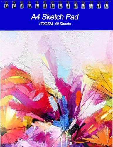 Luxury A4 Sketch Pad – 40 Sheets – 170 GSM White Cartridge Paper – Ring Bound & Perforated for Easy Removal – Ideal for Artists & Designers