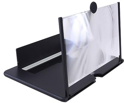 Mikikit Handy Bildschirmvergrößerung mit Ständer aus Abs und Glas Schwarz
