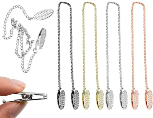 Lhbwhiz 4 Stück Serviettenkette,Edelstahl Lätzchenkette mit Klammern,Tragbarer Serviettenhalter,Handtuch Schürze Lätzchen Kette Serviette Clips,für Erwachsene Senioren und Kinder(50cm)