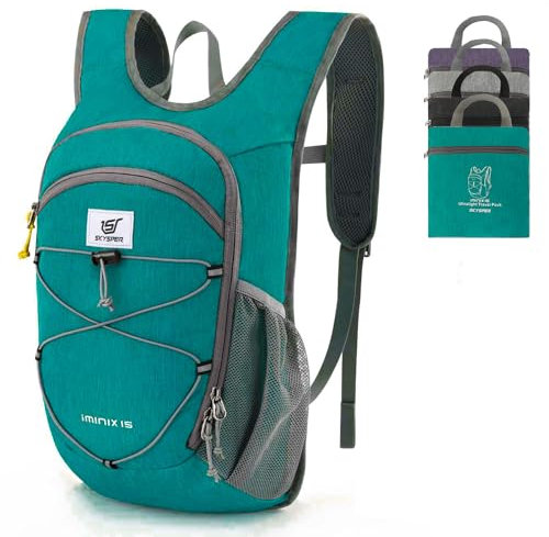 SKYSPER Kleiner Rucksack 15L Faltbarer Tagesrucksack Leichter Wanderrucksack Daypack Travel Backpack Damen Herren