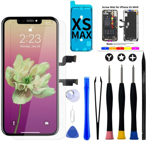 Display für iPhone Xs Max Bildschirm 6,5 FHD LCD Touch Digitizer Ersatz | FHD LCD, feines sensibles Touch, stabil langlebig, 3D Touch, Reparaturset, Schutzglas und Dichtung für Bildschirmreparatur