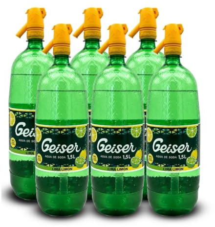 Geiser Agua de Soda Lima Limón - Refrescante y Deliciosa. Pack de 6 botellas de 1,5L.