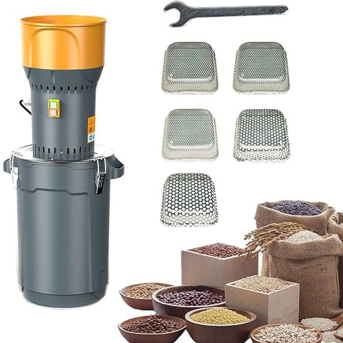 Molinillo de maíz eléctrico de 6,6 galones, molinillo de grano multifuncional de 1300 W con 5 tamices, molinillo de alimentación de plástico de 19000 rpm para maíz, café, chiles y soja