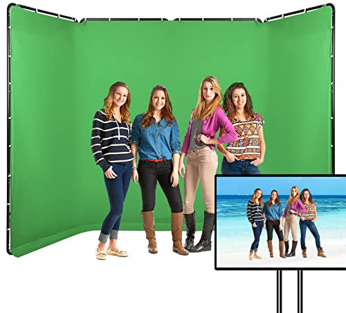 GSKAIWEN 2.4m x 4m Sfondo Verde Grande Fotografico con Supporto Portatile per Video, Ritratto, Streaming, Studio,Fotografia di Prodotto, Keying, Palcoscenico