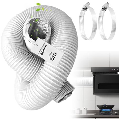 Manguera de salida de aire de 80 mm de diámetro, 6 m de longitud, flexible, PVC, para aire acondicionado, aire acondicionado, secadora