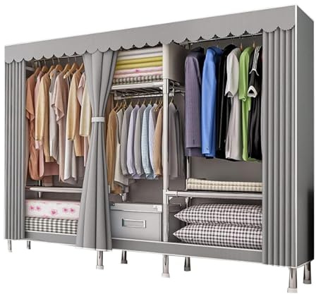 Suixtil Kleiderschrank Stoffe, Kleiderschrank Stoff Regal Schrank Klappbarer Kleiderschrank mit Stoffen(207x46x173cm)
