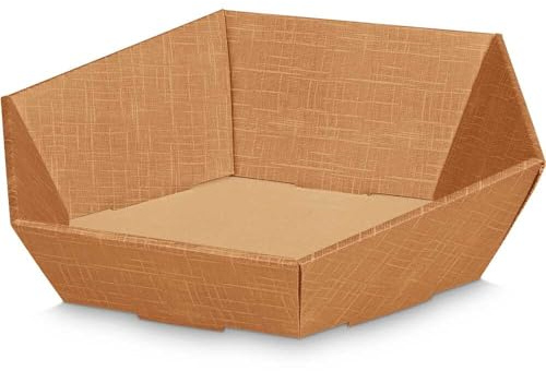 Geschenkkorb Seta 6-eckig Naturfarben groß 37,5 x 29,5 x 13 cm, 25 Stück