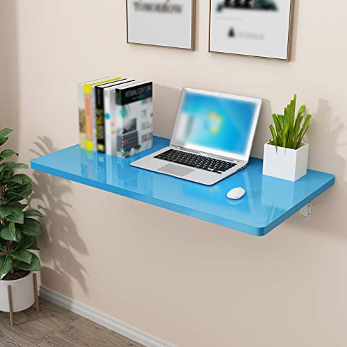 FGDIUCVN An der Wand montierter schwimmender Klapptisch, Computertisch, robuste Werkbank, Nähtisch, Küchen-Esstisch, Stehtische, Kinderschreibtisch, 5 Farben, 14 Größen (blau, 80 x 50 cm)