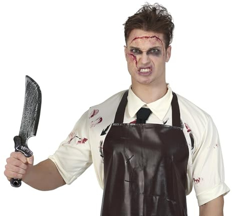 FIESTAS GUIRCA Couteau de jouet - Arme pour déguisement d'assassin, psychopathe et horreur pour Halloween et les fêtes effrayantes - Argent et noir