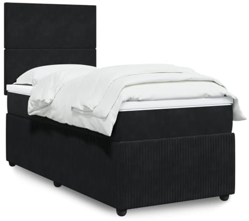 qohoio Boxspringbett mit Matratze Schwarz 80x200 cm Betten Bett Mit Matratze Bett Boxspringbett Schlafzimmer MöBel Samt - 3292186