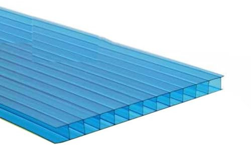 20 Panneaux D'isolation De Toit En Panneau De Polycarbonate À Double Paroi, Faciles À Plier Et À Couper, Panneaux De Remplacement For Serre, Plafond, Balcon, Fenêtre, Véranda(Blue,1.05X1m-6mm)