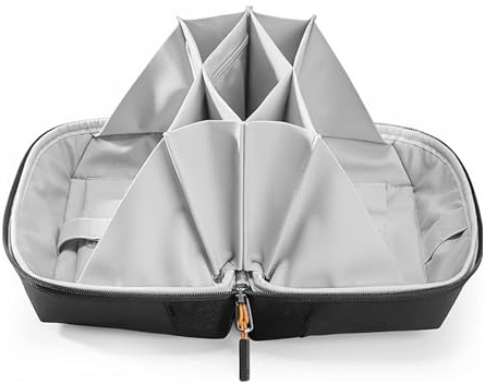 BRAVECOW Elektronik-Zubehörtasche, Kabel-Organizer, Aufbewahrungstasche, Reise-Gadgets-Organizer, Tech-Tasche mit Griff, 180° offen, wasserdicht, Schwarz , 26 x 9.5 x 15cm, Mit Griff