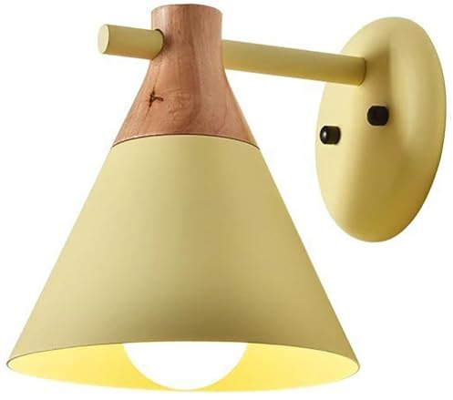 Lampada da parete moderna in metallo e legno con elegante paralume dipinto per corridoio, camera da letto, studio e bagno, lampada da parete E27 per illuminazione decorativa