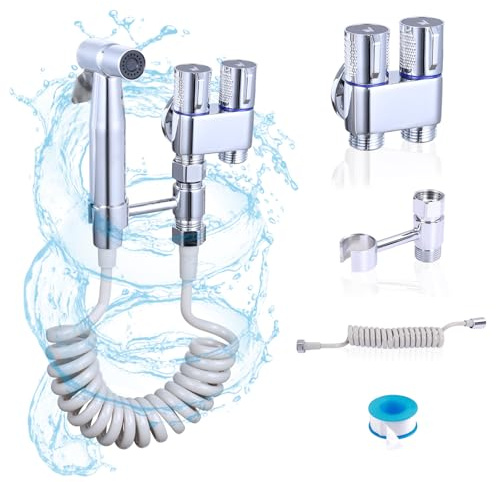 Peisaluo Handheld Toilet Bidet Sprayer for Toilet, Muslim Shower Bidet Toilet Hose Sprayer Kit, Jet Spray Bidet Attachment Connected to Faucet for Cloth Diaper Care and Feminine Wash (Silver)
