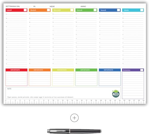 Planner Settimanale 2026 con Penna in Omaggio – Agenda 2026 per Pianificazione Settimanale, Appuntamenti e Obiettivi – Organizzatore Personale per Lavoro, Studio e Casa