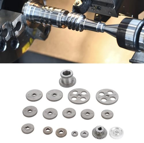 SustVita Metal Lathe Gears Set, 18Pcs Mini Lathe Replacement Gears and Metal Motor Gears with Motor Belt Pulley HT250 Gray Iron, Precision Gears for Mini Lathes & Milling Machines