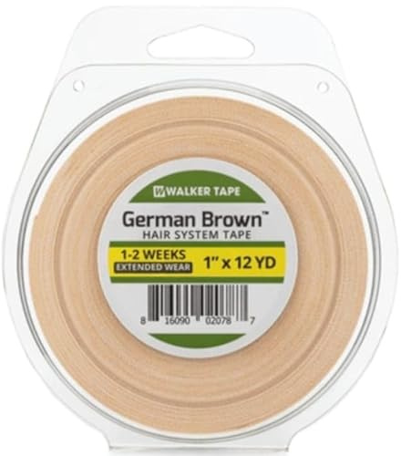 NIGINWIGOLOGY German Brown Hair System Tape – Firm Hold | Low Residue | Skin-Safe – Ideal for Hard Bond Adhesives | Strong Secure Bond | Latex-Based for Easy Removal (1 x 12 YD)