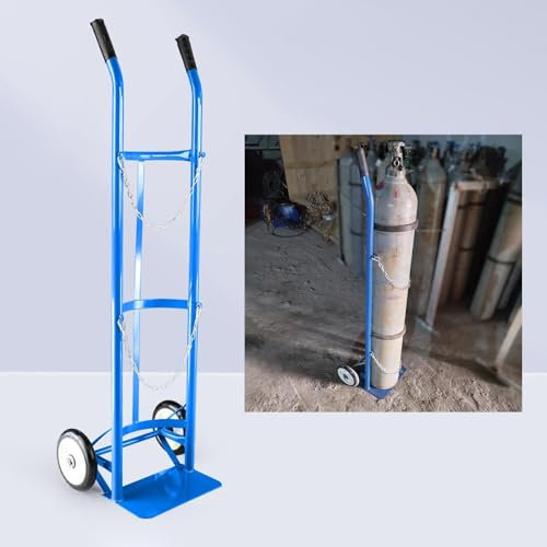 Großer medizinischer Sauerstoffflaschen-Rackwagen – Hochleistungs-Propan- und Wasserstofftank-Transport, Blauer Flaschenhalter für Fabriken und Labore – langlebige und tragbare Lösung