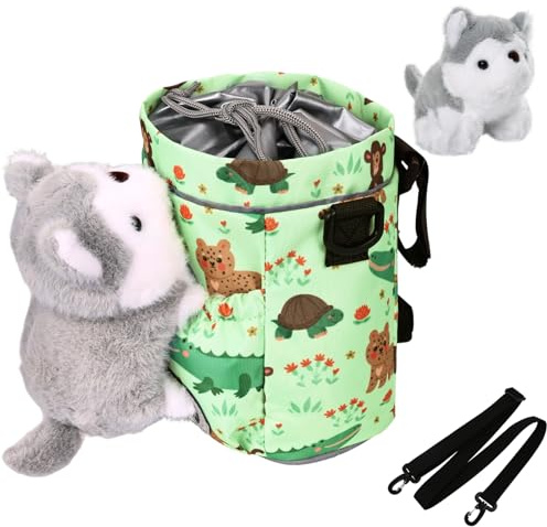 ONETOALL Bolsa de Manillar para Niños con Peluche, Cesta para Bicicleta Infantil, Regalo de Niña para Bicicleta sin Pedales, Triciclo o Patinete