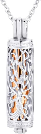 InfuMemo Zylinder-Urnen-Schmuck, Baum des Lebens, Urnen-Halskette für Damen und Herren, Phiole Urnen-Halsketten für Asche, geliebte Personen, Gedenkschmuck