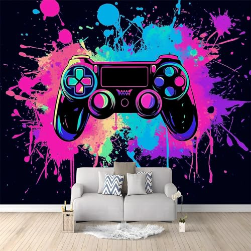 Générique Papier Peint intissé Graffiti Violet Sur Console De Jeu 350x256 cm Papier Peint Photo Panoramique, Poster Mural Personnalisé 3D, pour Salon Cuisines Chambre Adulte Enfant Décor Murale