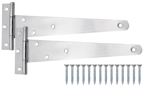 EAI Zinc Gate Tee Hinges - 200mm / 8 Inch T Hinges for Small Wooden Gates, Doors, Sheds & Animal Hutches 2 Pack