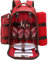 Picnic Holdall Back Pack, Extra Large Red, 2 Person with Dining, Rug & Cutlery Set, Picnic Travel Bag with Insulated Cooler Compartment, Beach & Camping Accessories