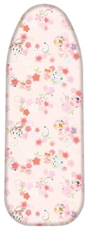 Bügelbrettbezug 120X40 Rosa Und Rote Blumen Mit Wärmereflexion Und Schnellbügelfunktion, bezug bügelbrett Ausgestattet Mit Zugseil Und Polsterung, Hitzebeständig,Waschbar