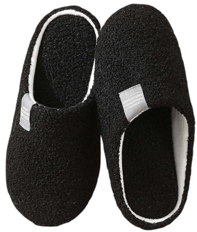 Luxvara Pantofole Peluche Donna Uomo Antiscivolo Calde leggere Morbide Comode Antiscivolo Slippers per Interni Pantofole Ospiti Lavabili Autunno Inverno Ciabatte per Hotel Casa Spa, Nero, 40-41 EU