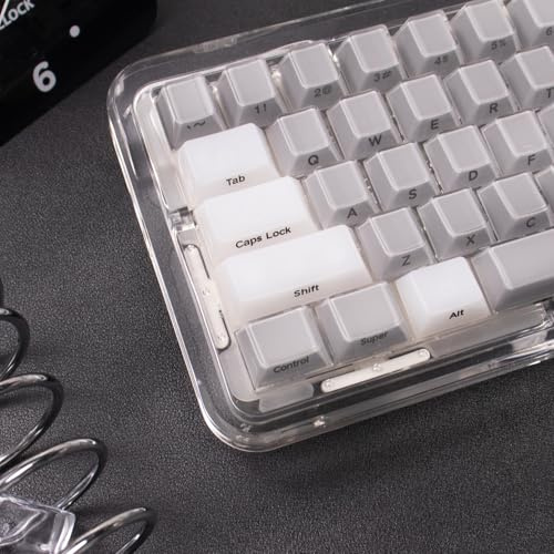 mintcaps Crystal Jelly Keyboard Keycaps - 119keys Grey Translucent Custom OEM Profile Keycap Set Side Print Keycaps 75 100 Percent Cherry Gateron Mx Mechanical Keyboard