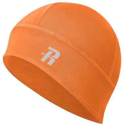 Runhit Skull Cap Helmet Liner, Moisture Wicking Football Running Athletic Skullcap, Under Helmet Bike Cycling Motorcycle Hard Hat for Men Women (Fleece, Orange, 1 Pack)