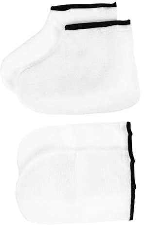 Vaguelly 2 Pairs Paraffin Wax Bath Gloves and Exfoliating Socks for Hand and Feet Care Kerotherapy Gloves for Moisture Absorption Hot Wax Therapy and Suitable for Salon and Home Spa Use