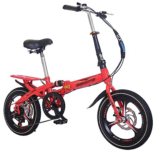 Bicicleta Plegable para Adultos, 6 velocidades, Altura Ajustable, suspensión Completa, Bicicleta Urbana, Ligera y portátil para Hombres y Mujeres, Talla C, 16 Pulgadas