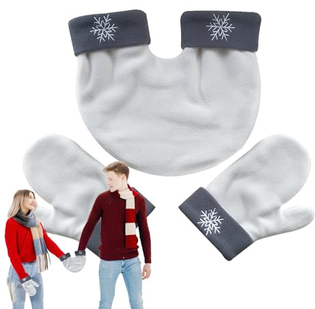 Mitaines d'hiver pour couples - polaire chaude et épaissie douce, ensemble assorti de gants de vacances, chauffe-mains d'extérieur confortables, idée d'accessoires de Noël isolés | Couple chaud de